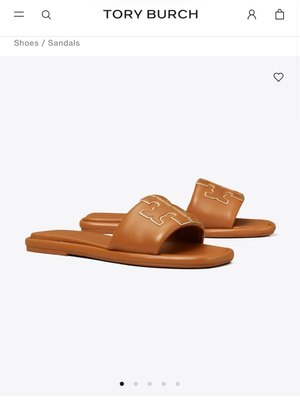 Tory Burch Tan Leather Double-T Slide Sandals